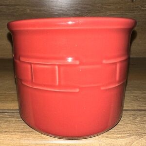 Longaberger Pottery Woven Traditions 1 Pint Salt Crock in Paprika Red 3.5”